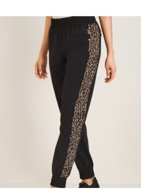 Chico's Zenergy Black Jogger Pants with Leopard Side Stripe 14